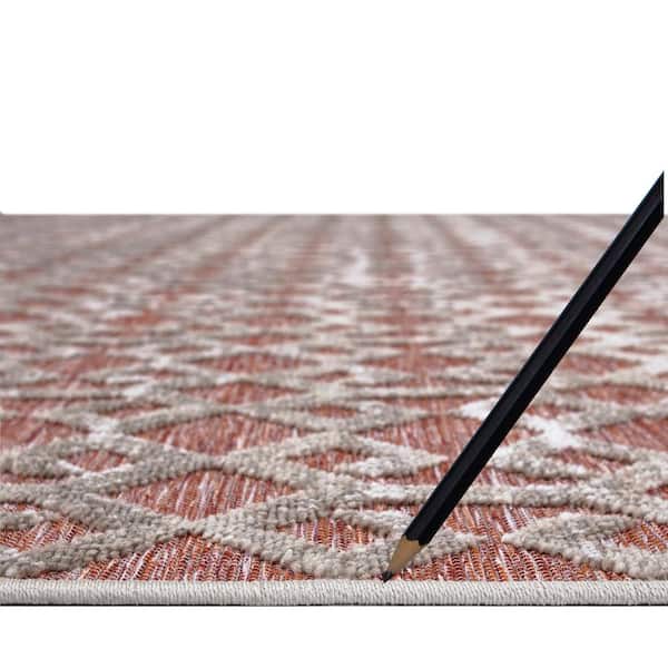 Ikat Rust 5 ft. x 7 ft. Indoor/Outdoor Patio Area Rug