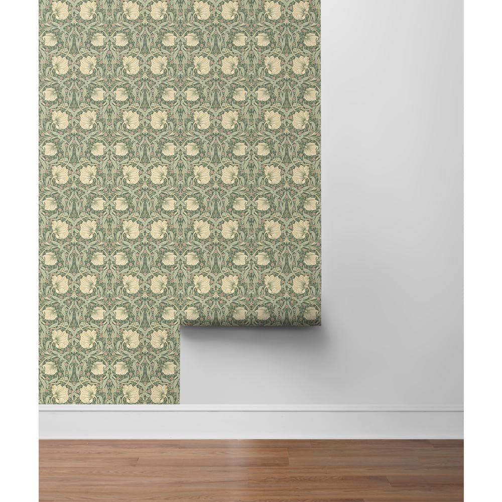 Gardenia & Sage Floral Peel and Stick Vinyl Wallpaper