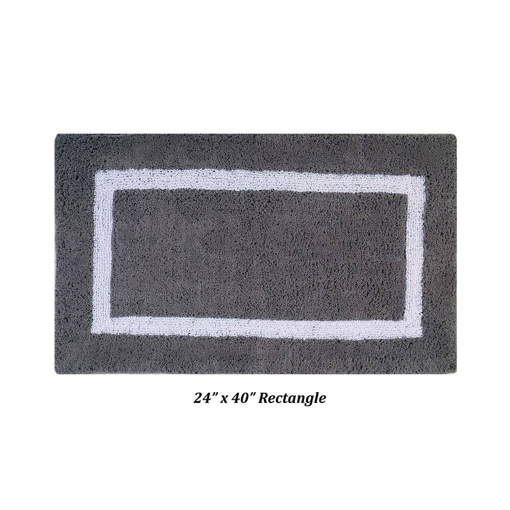 Gray and White Cotton Tufted Reversible Bath Rug Set