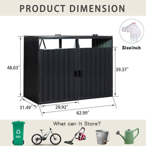 63 in. W x 31 in. D x 48 in. H Outdoor Metal Garbage Bin