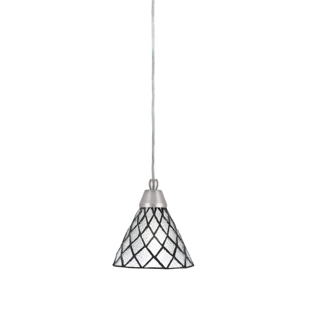 Bryson 7 in. 1-Light Brushed Nickel Cord Pendant Light with 7 in. Diamond I