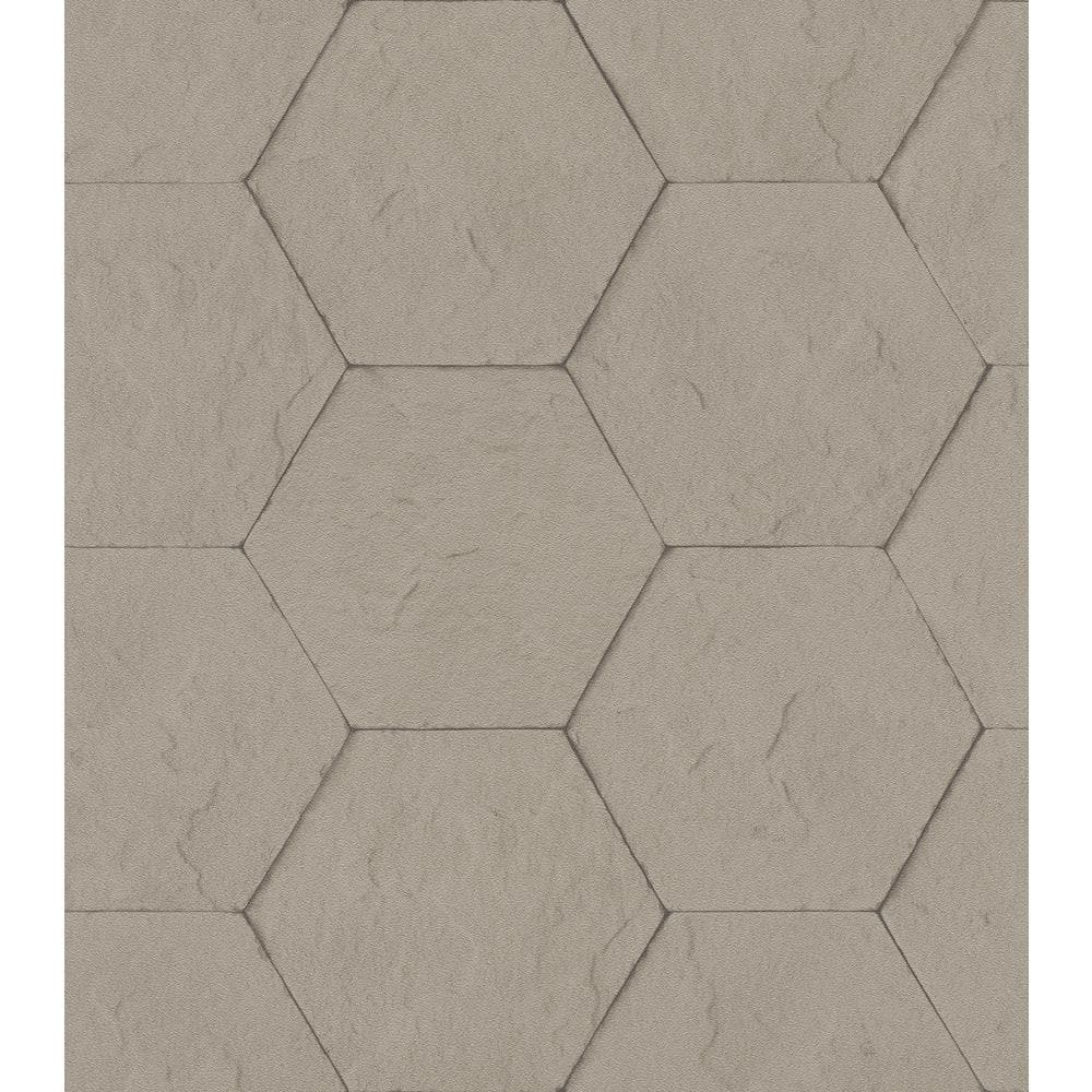 57.8 sq. ft. Bascom Light Grey Stone Hexagon Strippable Wallpaper Covers