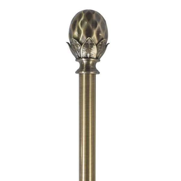 Home Decorators Collection 36 in. - 66 in. Telescoping 3/4 in. Single Curtain Rod Kit in Brushed Brass with Acorn Finial