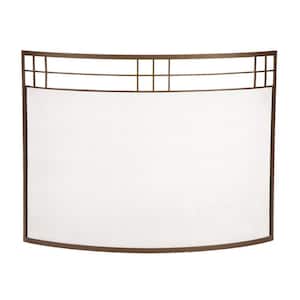 39 in. L Roman Bronze Arts and Crafts Curved Fireplace Screen