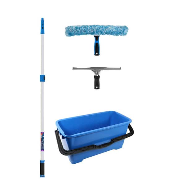 Unger Total Pro Kit w/14 in. Scrubber, 12 in. Squeegee and 6 ft. Telescoping Connect & Clean Pole and 6 Gal. Heavy-Duty Bucket
