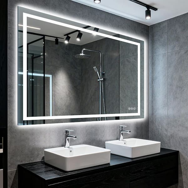 36 in. W x 48 in. H Rectangular Frameless Anti-Fog LED Front Light Backlit Wall Mirror Bathroom Vanity Mirror