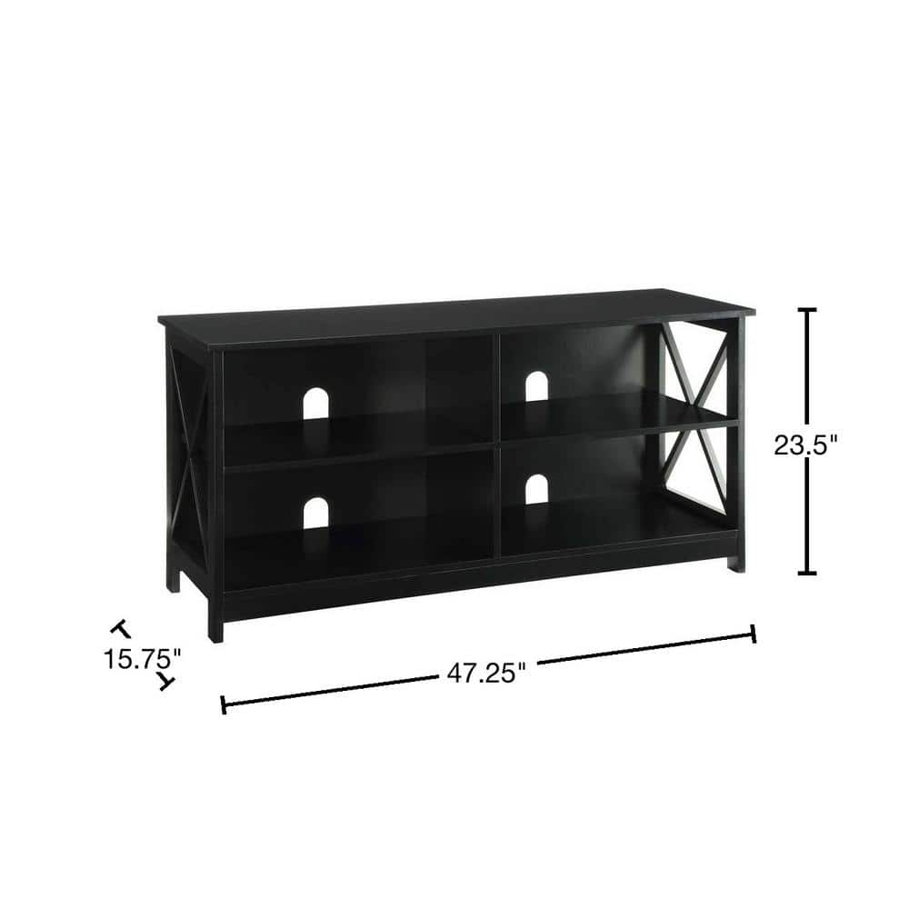 Oxford Black 48" MDF TV Stand with Shelves