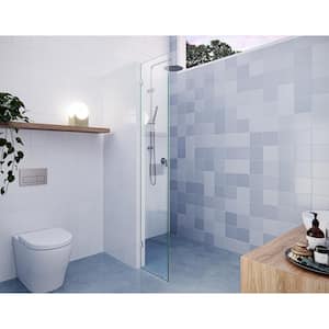 Vela 16 in. W x 78 in. H Frameless Fixed Single Panel Shower Door in Brushed Nickel Without Handle