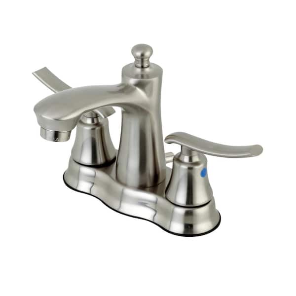 Kingston Brass Euro 4 in. Centerset 2-Handle Bathroom Faucet in Brushed Nickel