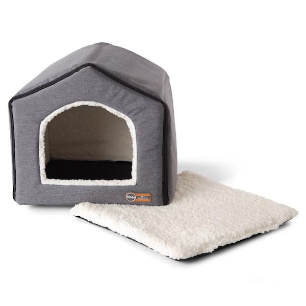 K&H PET PRODUCTS 16 in. x 15 in. x 14 in. Classy Gray/Natural Indoor Pet House
