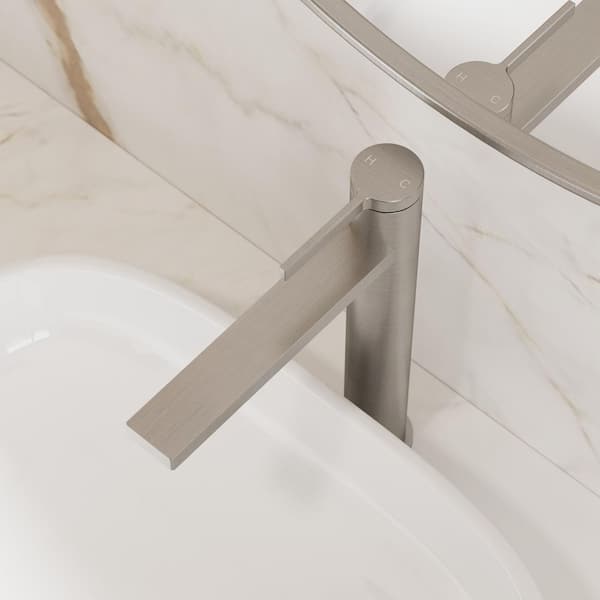 TINIAN Single Handle Vessel Sink Faucet with Pop-up Drain in Brushed Nickel