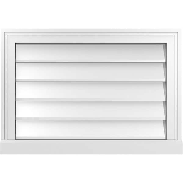 Ekena Millwork 26 in. x 18 in. Vertical Surface Mount PVC Gable Vent: Decorative with Brickmould Sill Frame