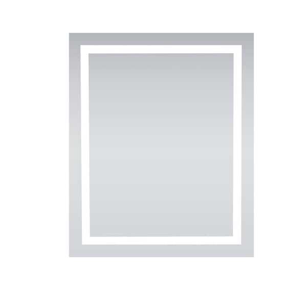 Unbranded Timeless Home 30 in. W x 36 in. H Rectangle Frameless Silver LED Mirror