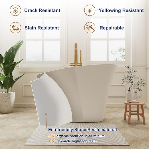 SJ STAR&JANE Verna 51 in. x 29 in. Solid Surface Freestanding