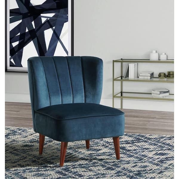 navy blue armless accent chair