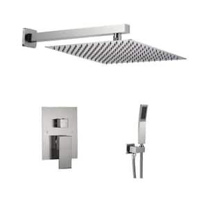 3-Spray Patterns with 2.5 GPM 12 in. Wall Mounted Dual Shower Heads in Nickel