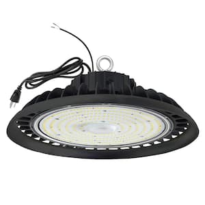 11 in. 450-Watt Equivalent Integrated Black LED UFO High Bay Light 24000 Lumens 5000K Daylight Waterproof IP65 (3-Pack)