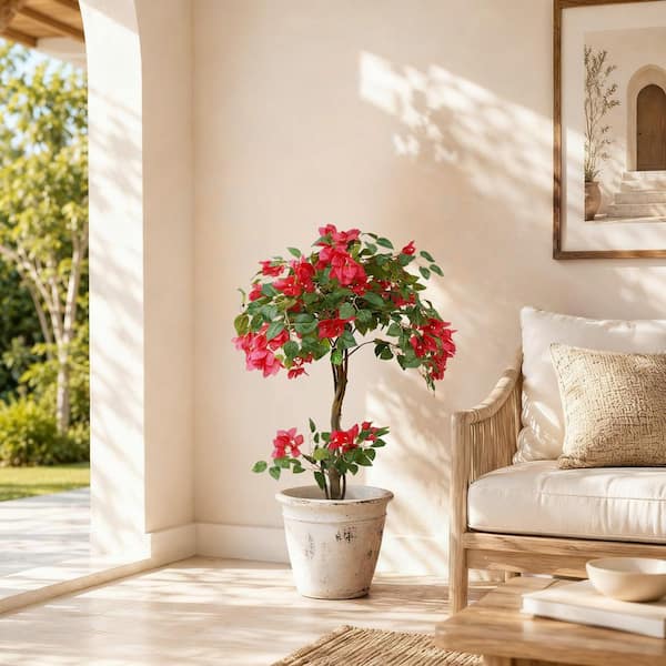 Living Flower リビングフラワ　20本 Vitalismo 3 ft. Artificial Bougainvillea Tree Faux Flowering Plant
