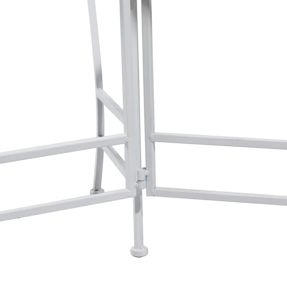 White Metal 3-Tier Floral Round Plant Stand