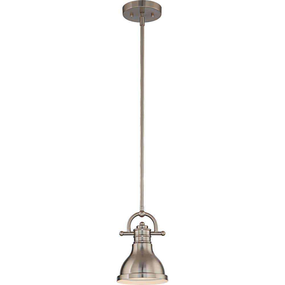 1-Light Indoor Brushed Nickel Downrod Mini Pendant with Bell-Shaped Bowl price history on PriceWatchPro
