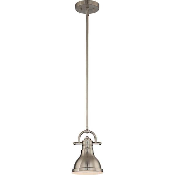 Volume Lighting 1-Light Indoor Brushed Nickel Downrod Mini Pendant with Bell-Shaped Bowl