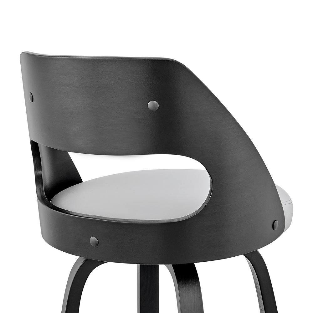 Julius 26" Gray Faux Leather & Black Metal Swivel Counter Stool