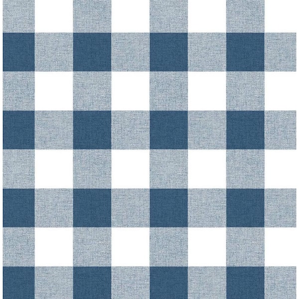 NextWall Picnic Plaid Navy & White Vinyl Peelable Roll (Covers 30.75 sq. ft.)