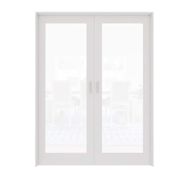 ARK DESIGN Assembly Required 62 in. x 80 in. 1-Lite Clear Glass Universal White Glass Double French Door Plus Separate Jamb Kit