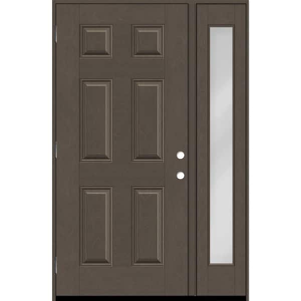 Steves & Sons Regency 51 in. x 80 in. 6 Panel LHOS Ashwood Stain Mahogany Fiberglass Prehung Front Door w/Clear12in. SL 4-9/16