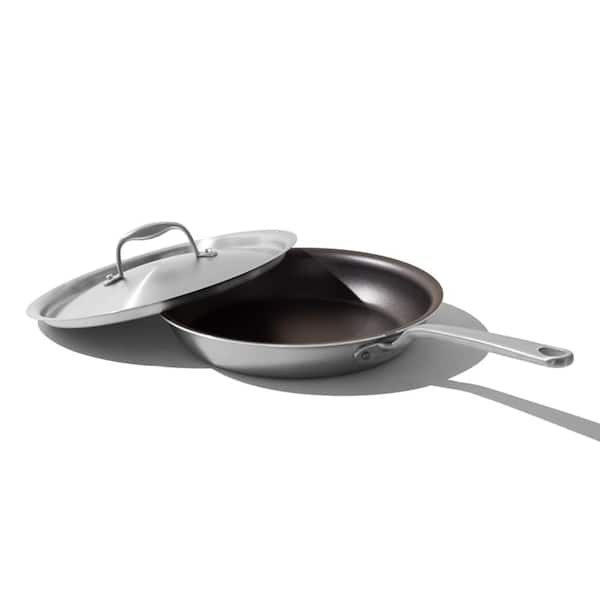 10 in. 5 Ply Stainless Steel-Clad Base Professional Grade Nonstick Induction Compatible Frying Pan in Graphite Lid