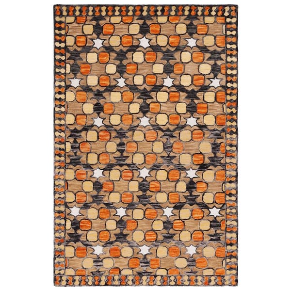 Aspen 5 ft. x 8 ft. Light Yellow/Orange Garden Tile Area Rug