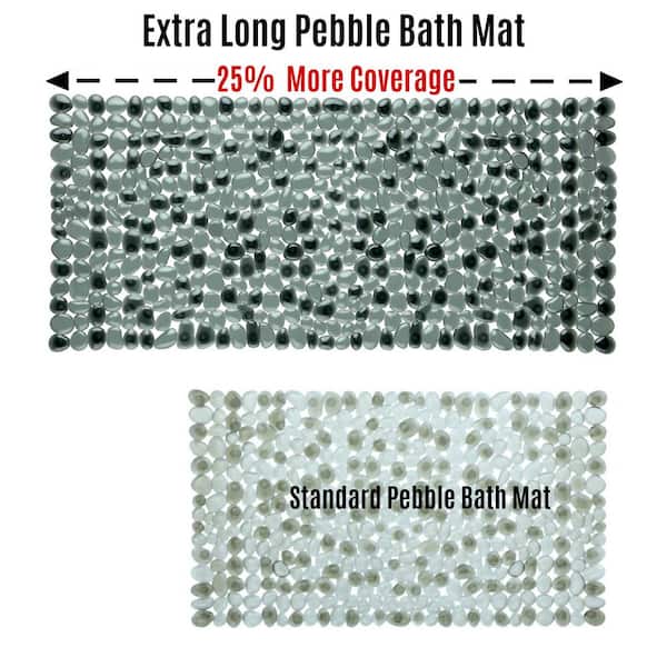 17 in. x 38 in. Extra Long Pebble Bath Mat in Dark Gray