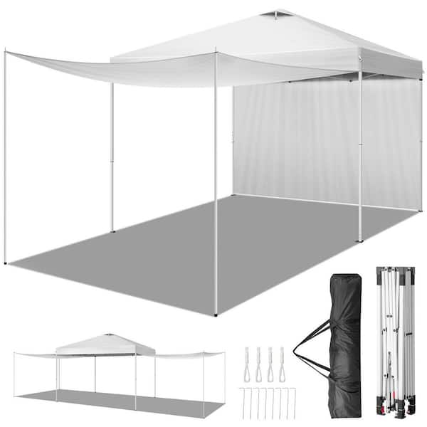 10 ft. x 10 ft. Pop Up Canopy Tent with 2 Sidewalls, Instant Tent, Waterproof Sun Shelf, Carry Bag