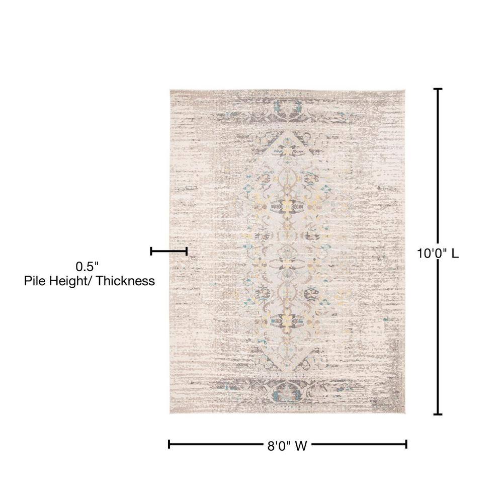 Boho-Chic Grey Multi Synthetic 8' x 10' Hand-Knotted Area Rug