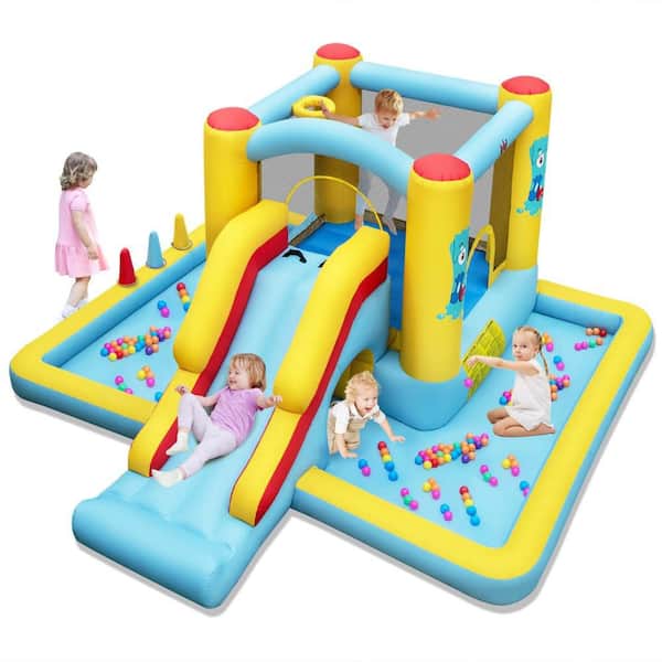Inflatable Bounce House with Slide Jumping Area Tunnel Ball Pit Blower Excluded