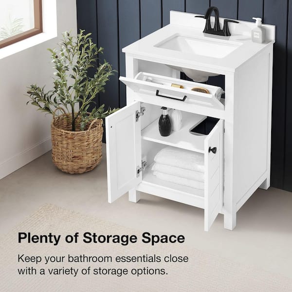 Home Decorators Collection Hanna 24 in. Single Sink White Bath