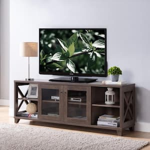 Walnut Oak TV Stand Fits TV's up to 60 in. with Cabinet