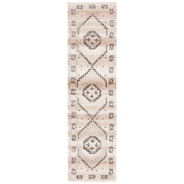 Ebony 2 ft. x 9 ft. Gold/Beige Aztec Medallion Runner Rug