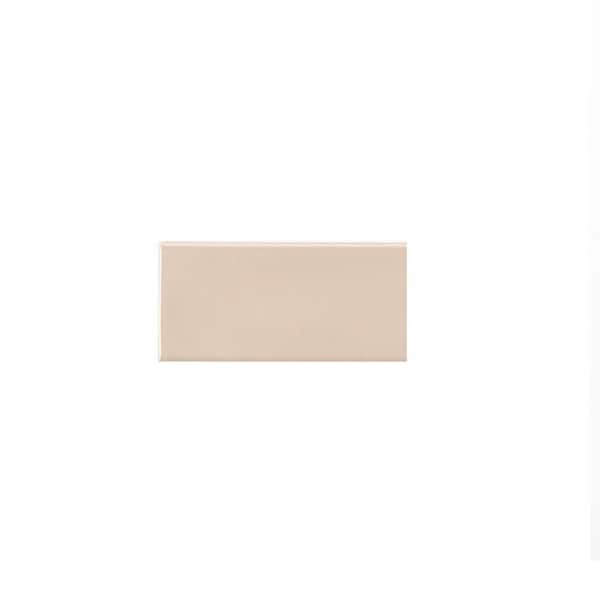 Take Home Tile Sample - Gloss Taupe 2.5 in. x 5 in. Ceramic Wall Tile Sample