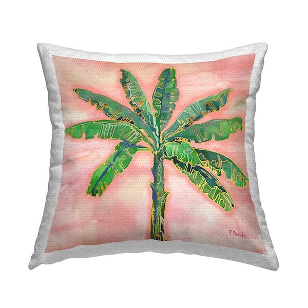 Stupell Industries Glam Detail Tropical Palm Pink Square Outdoor Throw Pillow