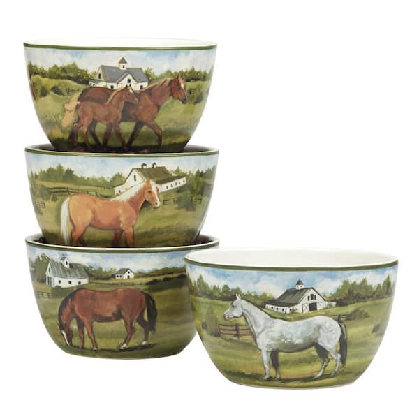 Certified International York Stables 23 fl.oz Assorted Colors Earthenware Dessert Bowl