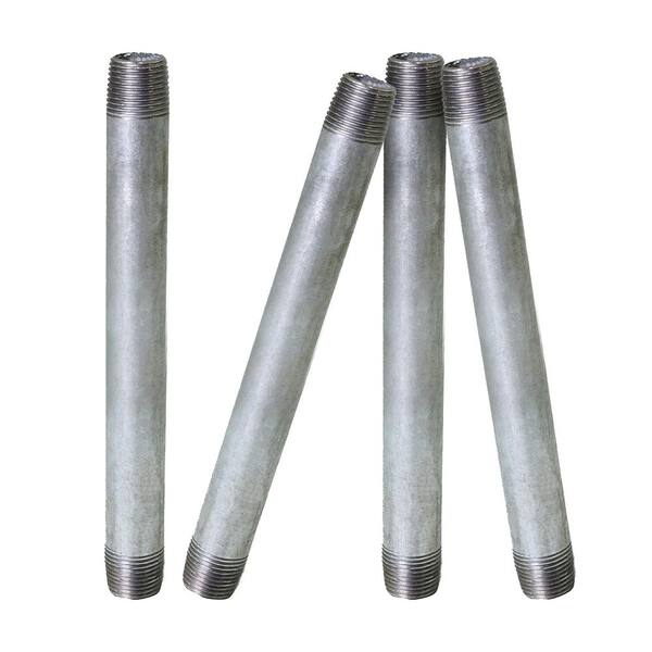 The Plumber's Choice 3/8 in. x 11 in. Galvanized Steel Nipple Pipe (4-Pack)