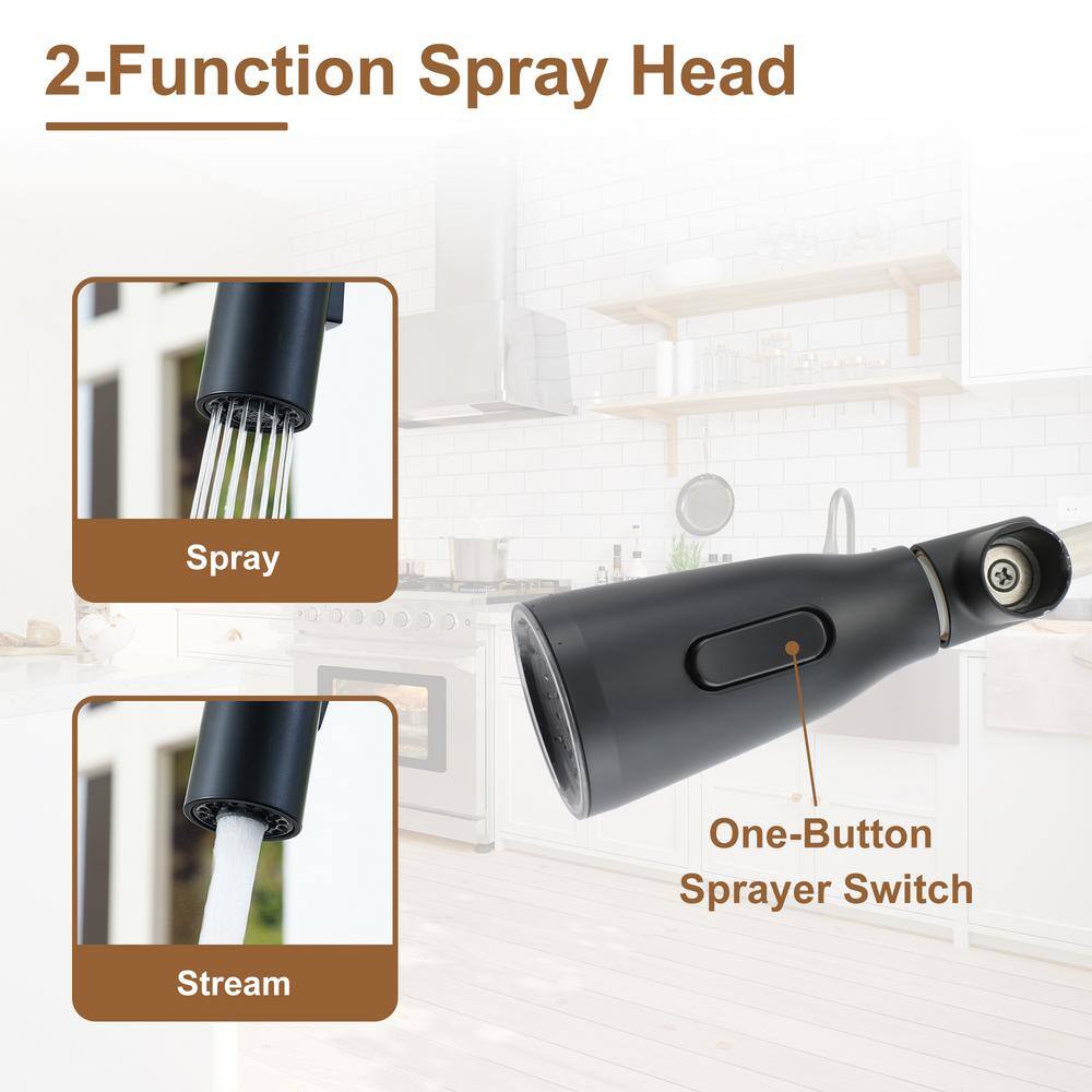 Matte Black Stainless Steel Touchless Kitchen Faucet with Pull-out Spray