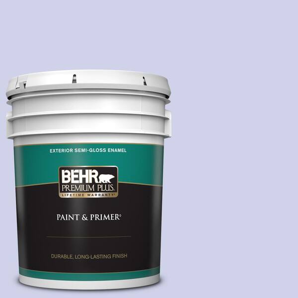 BEHR PREMIUM PLUS 5 gal. #P550-2 Artistic Violet Semi-Gloss Enamel Exterior Paint & Primer