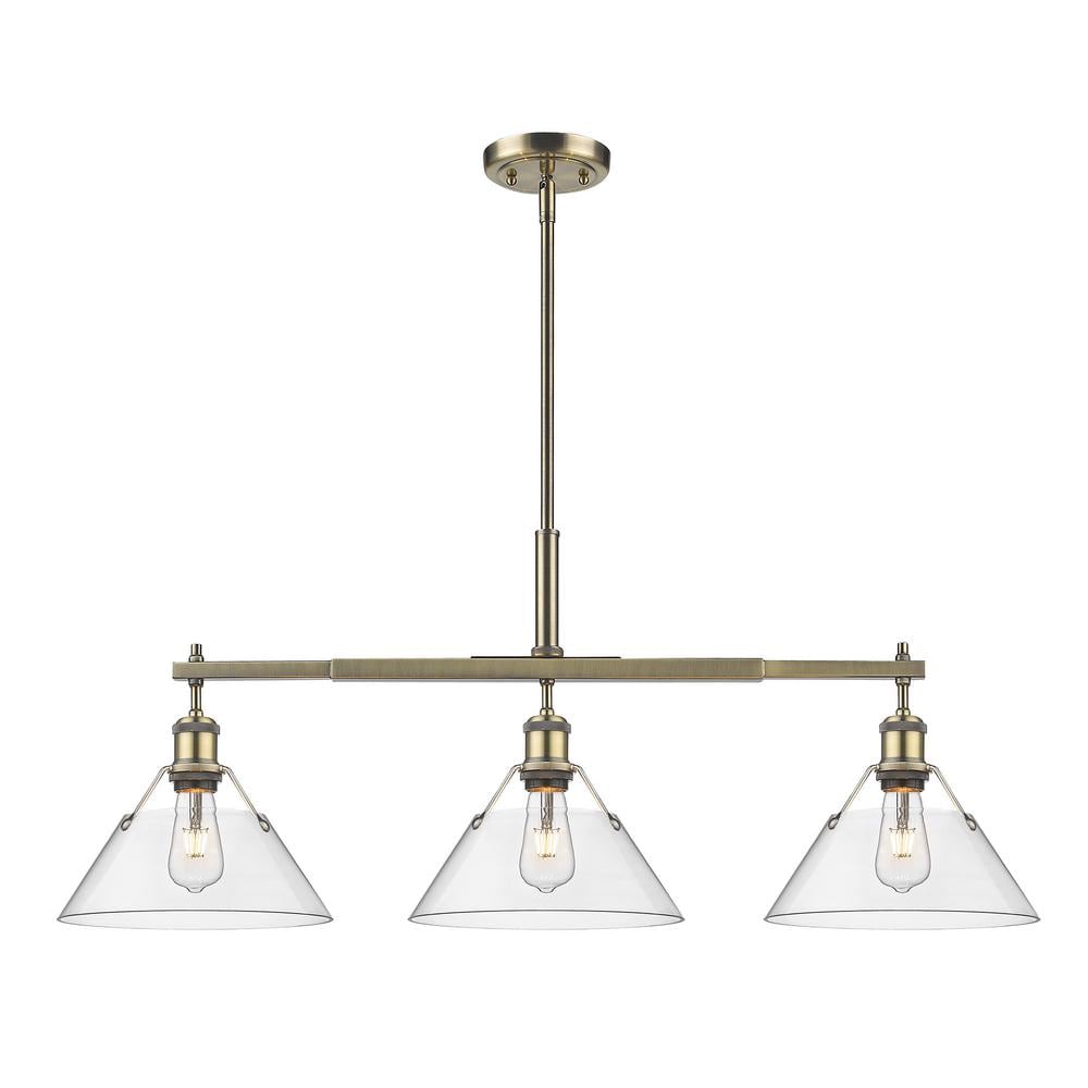 Orwell 100-Watt 3-Light Aged Brass and Clear Glass Linear Pendant Light price history on PriceWatchPro