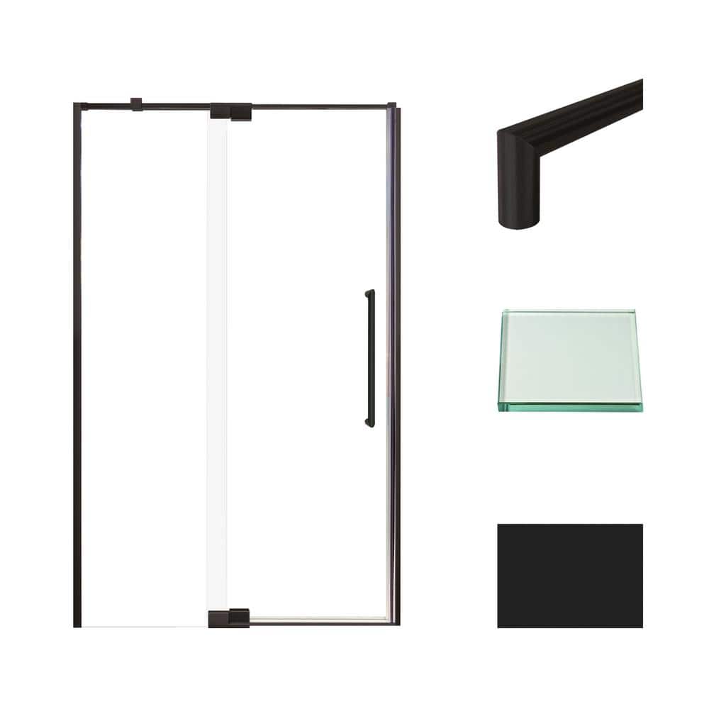 Matte Black 48" x 76" Pivot Shower Door with Clear Glass