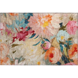Mayfield Premium Machine Washable Abstract AMF2264 Putty 2 ft. x 3 ft. Accent Rug