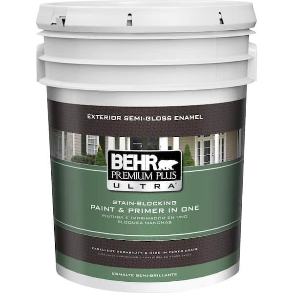 BEHR Premium Plus Ultra 5 gal. Deep Base Semi-Gloss Enamel Exterior Paint and Primer in One