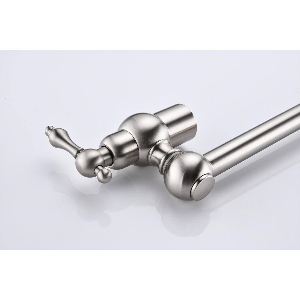 Brushed Nickel Dual-Arm Wall Mount Pot Filler Faucet