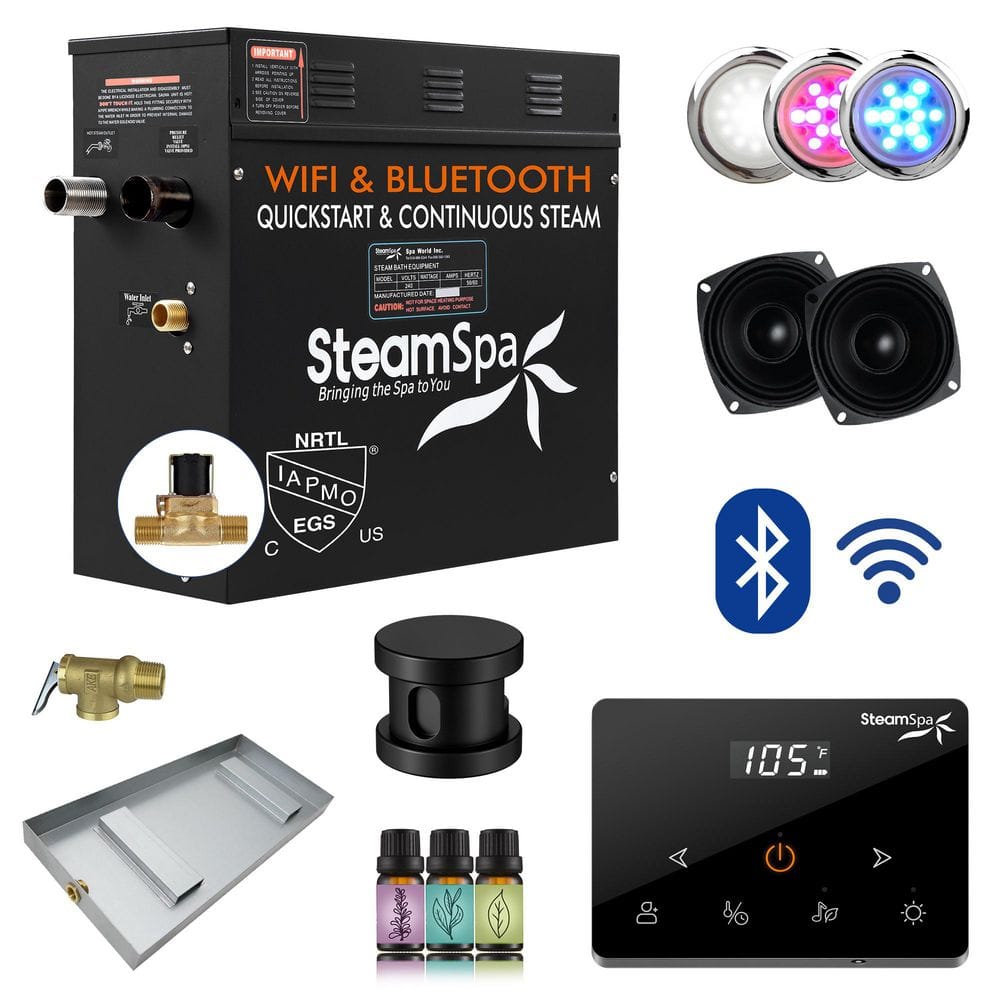 Black Series 9000-Watt Steam Generator with Fully Wireless Remote, Bluetooth, WiFi and Auto Drain in Matte Black price history on PriceWatchPro
